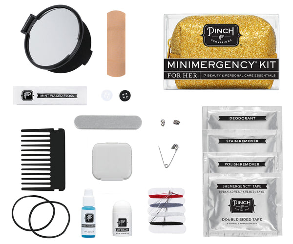 Pinch Provisions Rainbow Glitter Minimergency Kit, for Her, Includes 17  Must-Have Emergency Essential Items, Compact, Multi-Functional Pouch, Gift  for