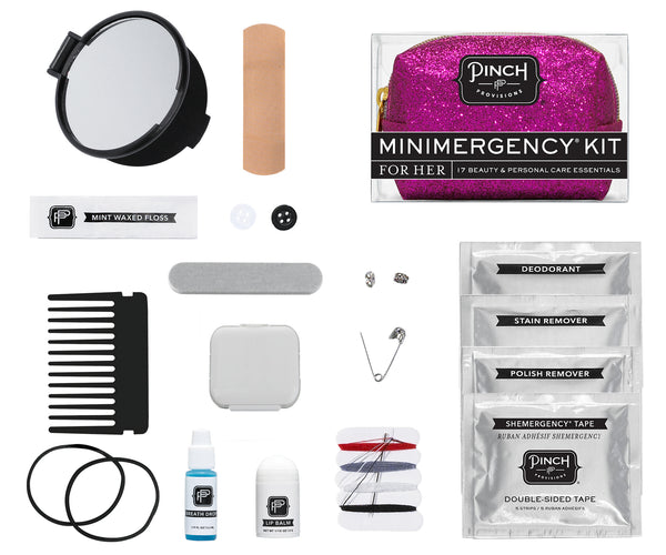 Spice Glitter Minimergency Kit, for Her, Includes 17 Must-Have Emergency  Essential Items, Compact, Multi-Functional Pouch, Gift for Parties  Birthdays 