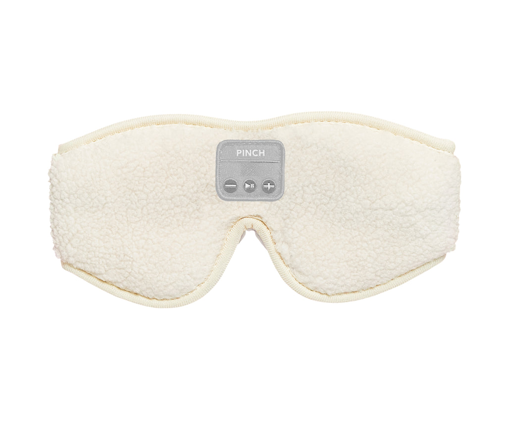 Sweet Streams Sherpa Sleep Mask with Built-In Wireless Headphones | Ivory